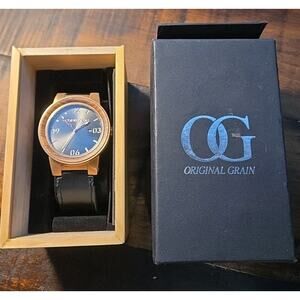 Original Grain Men’s Watch The Barrel with Black Leather Strap NEW